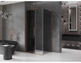 Mexen Velar L, sprchový kút s posuvnými dverami 100 x 90 cm, 8mm šedé sklo, ružové zlato, 871-100-090-43-60