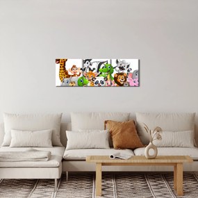 Obraz zvieratiek (s hodinami) (90x30 cm)