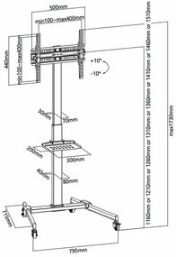 Nedis TVSM5100BK - Podlahový stojan pre TV 32-55" čierna