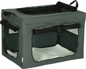 PawHut prepravka pre psy a mačky s sieťkou, prepravná taška s vankúšom pre psy do 4 kg, Oxford, šedá, 60 x 42 x 42 cm | Aosom