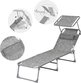 Skladacie lehátko so strieškou, nosnosť do 150 kg, farba greige