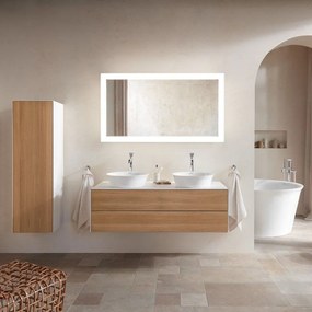 DURAVIT White Tulip závesná polovysoká skrinka, 1 dvierka, pánty vľavo, 400 x 360 x 1320 mm, americký orech masív/kameňovo šedá matná, WT1332L7792