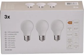 LED žiarovka A60 E27 / 4,5 W ( 40 W ) 470 lm 6500 K matná bal. - 3 ks
