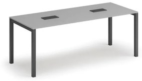 Stôl SQUARE 2000 x 800 x 750, sivá + 2x stolná zásuvka TYP V, čierna