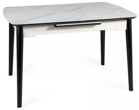 Rozkládací jídelní stůl Apollo 120/160 cm bílý mramor/černý