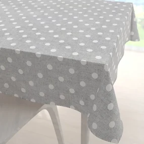 Biante Dekoračný štvorcový obrus Porto PRT-018 Biele bodky na sivom režnom 100x100 cm