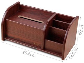 Kombinovaný drevený stojan na papierové vreckovky a písacie potreby tmavé drevo C2039