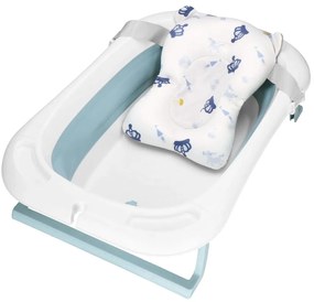 SPRINGOS Skladacia detská vanička 35 L pre bábätká, s teplomerom a vankúšikom, biela a modrá SB0063