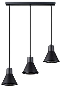 Závesné svietidlo Tazila 3, 3x čierne kovové tienidlo, LED