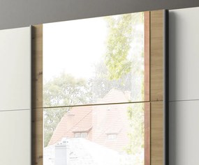 Šatní skříň Bern, šířka 225 cm/výška 208 cm, bílá/dub artisan