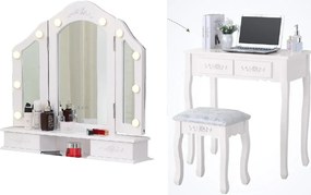 Bestent Toaletný stolík s LED zrkadlom Viktória White