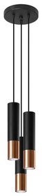 Sollux SL.0949 - Luster na lanku LOOPEZ 3xGU10/10W/230V guľatý čierna/meď