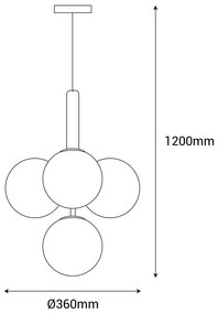 Čierne závesné svietidlo SULION Musa, výška 120 cm