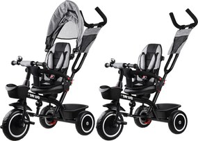 Detská trojkolka Tiny Bike 3 v 1 so strieškou, otočná SP0650 sivá