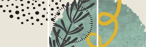 Obraz - Abstraktné listy N⁰1 (s hodinami) (90x30 cm)