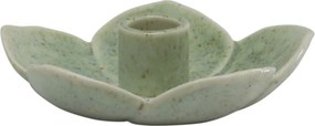 Zelený masívny keramický svietnik v tvare kvetu Massy - Ø 13*3,5 cm