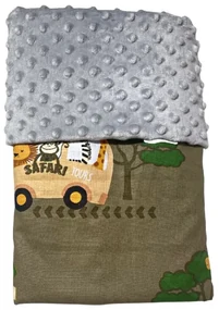 Deka Safari/minky sivá 60x70 cm – detská deka s motívom safari zvieratiek