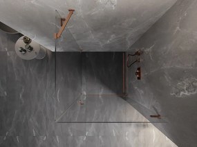 Mexen Lunar-B, pravostranný výklopný sprchový kút 100 x 100 cm, 8mm číre sklo, profil medená matná, 832-100-100-65-00-P