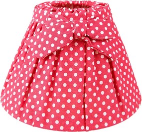 Červené bavlnené tienidlo s mašľou a bodkami - Ø 22*14 cm / E27