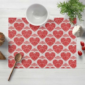 Biante Dekoračné prestieranie na stôl PML-094 Červené srdcia na bielom 30x40 cm