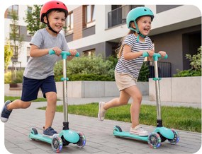 Ricokids Glow svietiaca v tme detská balančná Kolobežka - tyrkysová