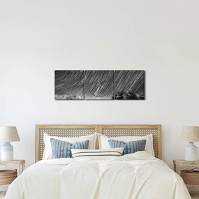 Čiernobiely obraz hviezdnej oblohy (s hodinami) (90x30 cm)