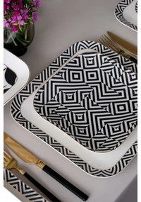 26-dielna jedálenská súprava z kvalitného porcelánu – biela/čierna