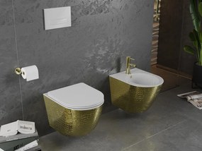 Mexen Lena, závesný bidet 480x370x325 mm, biela - zlatý vzor, 35224808