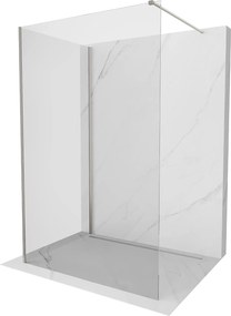 Mexen Kioto, 2-stenová sprchová zástena Walk-In 125 x 80 cm, 8mm číre sklo, brúsená oceľ profil, 800-125-212-97-00-080