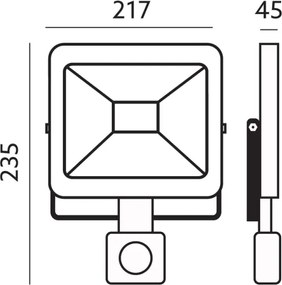 LED Vonkajší reflektor so senzorom LED/50W/230V 6500K IP44
