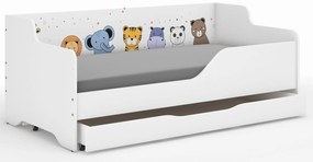 Detská posteľ LOLA - MINI ZOO 160x80 cm - grafika na bočnici