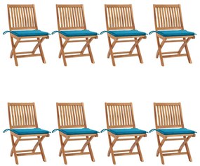 Skladacie záhradné stoličky s podložkami 8 ks tíkový masív 3072865