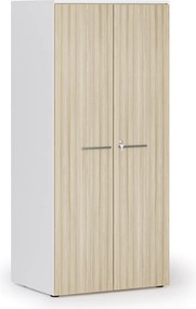 Kancelárska policová skriňa PRIMO WHITE s dverami, 1781 x 800 x 600 mm, biela/dub prírodná
