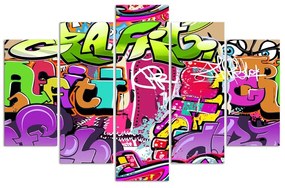Gario Obraz na plátne Graffiti - 5 dielny Rozmery: 100 x 70 cm