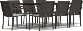 vidaXL 9-dielna sada záhradného nábytku s vankúšmi, Pe ratan a oceľ