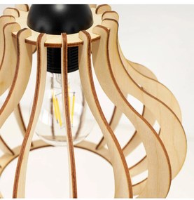 Závesné svietidlo Timber Spider 3, 5x drevené tienidlo