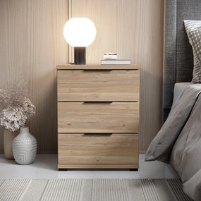 Nočný stolík s 3 zásuvkami Smilla, výška 61 cm, dub mauvella