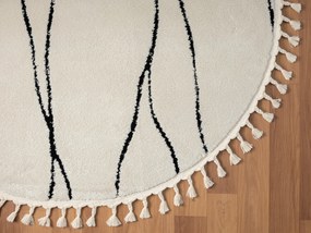 My Flair, Kusový koberec Moroccan Serenity weiß kruh, 140x140 (priemer) kruh, čiernobiela, obývacia izba