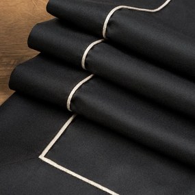 Dekorstudio Elegantné prestieranie na stôl DORITA v čiernej farbe so striebornou lemovkou - sada 4 kusy