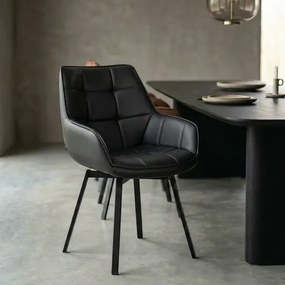 Kožená stolička Ancona otočná o 360° čierna