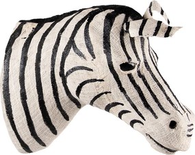Bielo-čierna antik nástenná dekorácia socha zebra - 21*46*37 cm