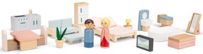Rozkladací drevený dom pre bábiky s nábytkom