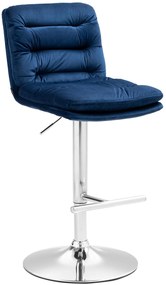 Barová stolička Damar - zamat, chróm rám - modrá