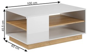 Konferenčný stolík Cethos (biela + dub grandson). Vlastná spoľahlivá doprava až k Vám domov. 809693