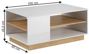 Konferenčný stolík Cethos (biela + dub grandson + biely lesk). Vlastná spoľahlivá doprava až k Vám domov. 809693