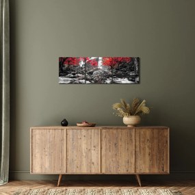 Obraz - Vodopády v jesennej krajine (s hodinami) (90x30 cm)