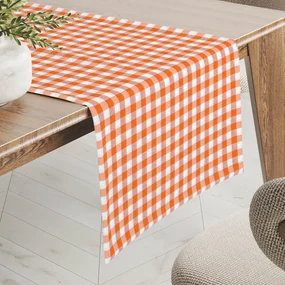 Biante Dekoračný behúň na stôl Rebeka RE-005 Oranžovo-biela kocka stredná 20x120 cm