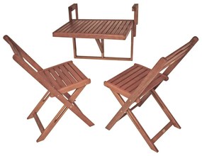 Súprava 2 stoličiek a závesného stolíka z eukalyptového dreva Garden Pleasure Balcony Berkeley