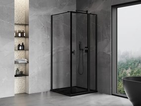 Mexen Mist T, sprchový kút s krídlovými dverami, pravý, 110 x 110 cm, 8mm číre sklo, čierny profil, 8A4T-110-110-70-70-P