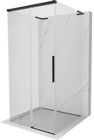 Mexen Rox-3SL, 3-stenný nadstavec na sprchový kút 95 x 95 cm, číre sklo, čierny profil, 8C2L-095-095-70-00-3S